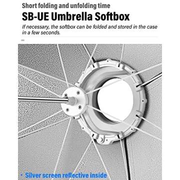 Godox SB-UE 47.5"/120cm Octagon Softbox Kit, Octa Foldable Umbrella Softbox, Portable Octabox with Bowens Mount Speedring and Carrying Bag for Studio Flash Monolight, Portrait and Product Photography