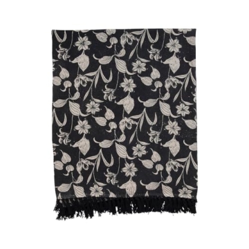 Elegant Floral Recycled Cotton Throw Blanket with Fringe