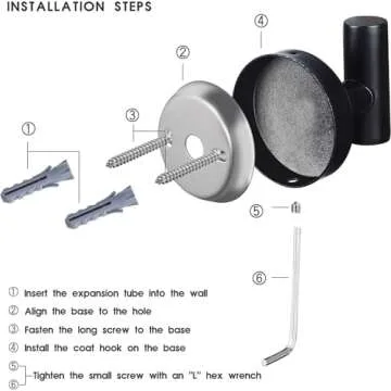 Robe Towel Hooks Coat Hook Bathroom Matte Black Wall Hook Stainless Steel Heavy Duty Door Hanger Towel Robe Clothes Cabinet Closet Sponges Hook for Bathroom Bedroom Kitchen Hotel Pool 8 Packs