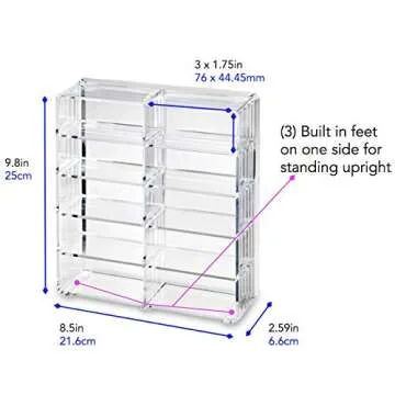 byAlegory Acrylic Compact Makeup Organizer Designed For Larger Compacts 10 Space Side by Side Storage Designed To Stand Or Lay Flat - Pink Clear