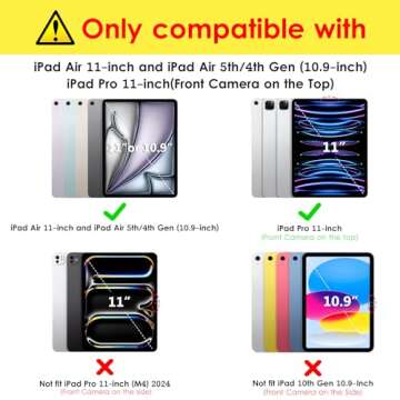DTTOCASE for iPad Pro 11 Inch 4th/3rd/2nd/1st Generation Case, iPad Air 11-inch / 5th / 4th Generati...