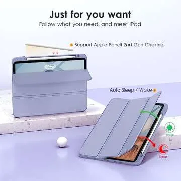 DTTOCASE for iPad Pro 11 Inch 4th/3rd/2nd/1st Generation Case, iPad Air 11-inch / 5th / 4th Generation Case with Clear Back,Pencil Holder,Auto Sleep/Wake,Camera Protection,Blue Purple