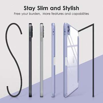 DTTOCASE for iPad Pro 11 Inch 4th/3rd/2nd/1st Generation Case, iPad Air 11-inch / 5th / 4th Generation Case with Clear Back,Pencil Holder,Auto Sleep/Wake,Camera Protection,Blue Purple