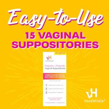 vH essentials Prebiotic PH Balanced Vaginal SuppositoriesBox, Original Version, 15 Count
