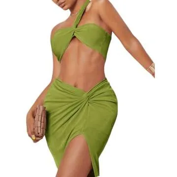 Stylish Women's 2 Piece One Shoulder Twist Outfit Set