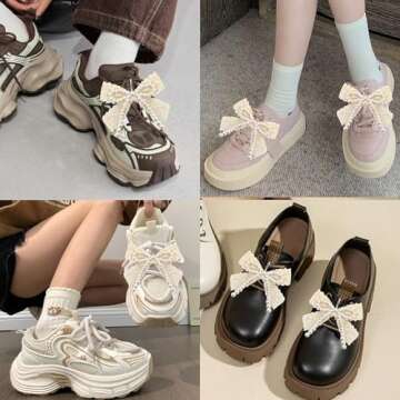 2Pcs Pearl Bow Shoe Charms for Sneakers Decoration Shoe Lace Charms Sneakers Elegant Pearl Buckle Dr...