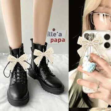 2Pcs Pearl Bow Shoe Charms for Sneakers Decoration Shoe Lace Charms Sneakers Elegant Pearl Buckle Dress Shoe Sneaker Accessories for Women Girls Pearl Bead Chain Shoelace Charms DIY Y2k Accessories-G