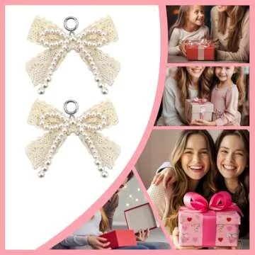 2Pcs Pearl Bow Shoe Charms for Sneakers Decoration Shoe Lace Charms Sneakers Elegant Pearl Buckle Dress Shoe Sneaker Accessories for Women Girls Pearl Bead Chain Shoelace Charms DIY Y2k Accessories-G