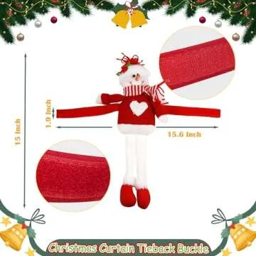 Ogrmar Christmas Curtain Tiebacks with Mr. Snowman & Santa