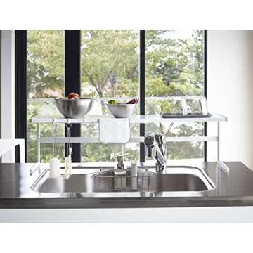 Yamazaki Home Tower Expandable Support Rack - Kitchen Storage Shelf Organizer - Large - Steel