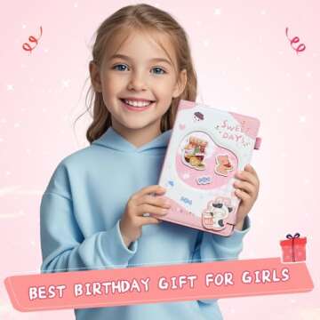 ADOUNOTES Cute Journal Notebook for Girls - Kawaii Heart Window Design