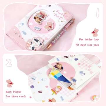 ADOUNOTES Kawaii Journal Notebook for Girls