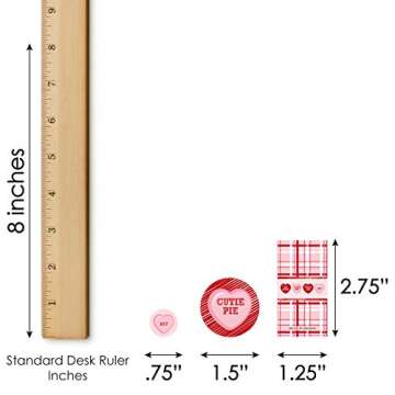 Big Dot of Happiness Conversation Hearts - Mini Candy Bar Wrappers, Round Candy Stickers and Circle Stickers - Valentine’s Day Party Candy Favor Sticker Kit - 304 Pieces