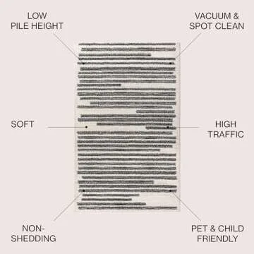 JONATHAN Y MOH207A-15 Khalil Modern Berber Stripe Area Rug, Bohemian, Minimalistic for Bedroom, Kitc...