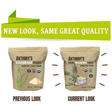 Anthony's Organic Psyllium Husk Powder, 1.5 lb, Gluten Free, Non GMO, Finely Ground, Keto Friendly