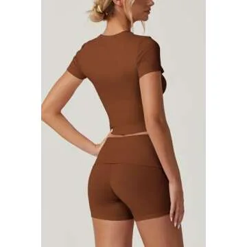 QINSEN Bodycon Lounge Set - Short Sleeve Crop & Shorts