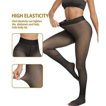 CHRLEISURE Women's Winter Warm Fleece Lined Leggings - Thick Velvet Tights Thermal Pants (TR Black, XL/2XL)