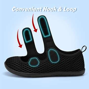 Besroad Diabetic Shoes for Women Men Arch Support Walking Shoes Adjustable Swollen Feet Shoes Extra Wide All Black 5-6 Women/4-5 Men