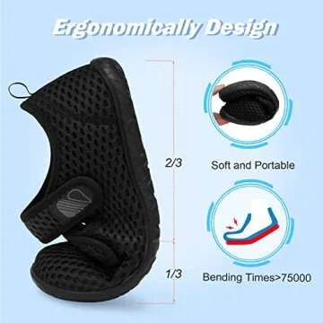 Besroad Diabetic Shoes for Women Men Arch Support Walking Shoes Adjustable Swollen Feet Shoes Extra Wide All Black 5-6 Women/4-5 Men