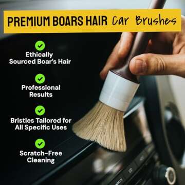 Detail Dudes Soft Boars Hair Car Detailing Brush Set for Washing (3 Pack (Starter))