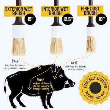 Detail Dudes Soft Boars Hair Car Detailing Brush Set for Washing (3 Pack (Starter))