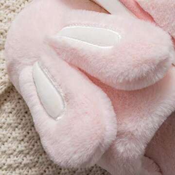 Hopelong Women Slippers, Cute Rabbit Ears Plush House Slippers for Women,Non-Slip Fluffy Slippers In...