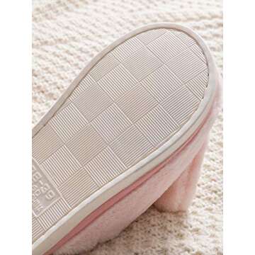 Hopelong Women Slippers, Cute Rabbit Ears Plush House Slippers for Women,Non-Slip Fluffy Slippers Indoor Warm Plush Animal Slippers Pink