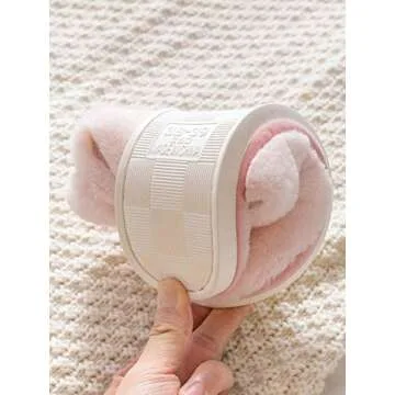 Hopelong Women Slippers, Cute Rabbit Ears Plush House Slippers for Women,Non-Slip Fluffy Slippers Indoor Warm Plush Animal Slippers Pink