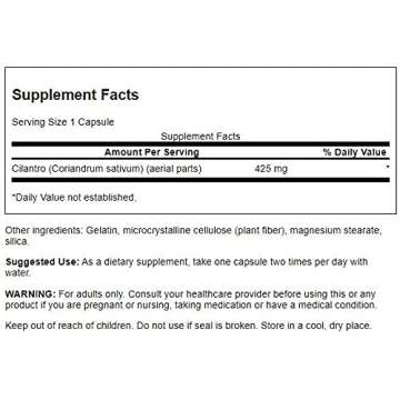 Swanson Cilantro Capsules for Digestive Health - 60 Caps