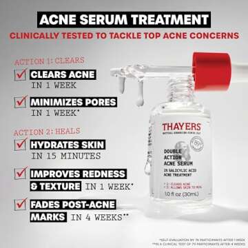 Thayers Double Action Acne Serum with Salicylic Acid, Acne Treatment Face Serum with 2% Salicylic Ac...