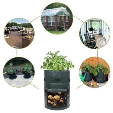 YOQXHY 10 Gallon Potato Grow Bags - 5 Pack for Gardening