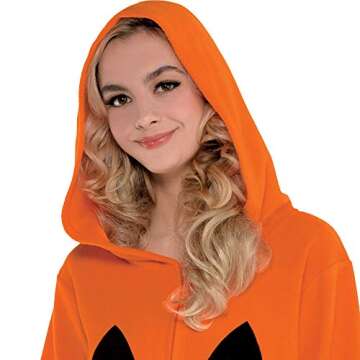 Plus Size Adult Pumpkin Zipster (Up to 6'4") - Pack of 1 - Bold Orange Cozy Polyester - Ideal for Ha...