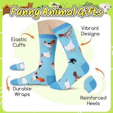 HAPPYPOP Funny Chicken Gifts for Women - Novelty Chicken Lover Socks Farm Rooster Gifts Animal Socks