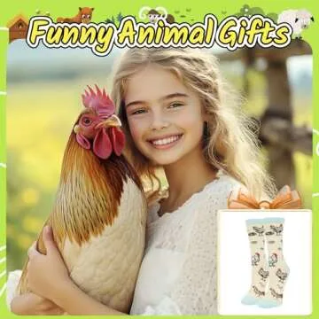 HAPPYPOP Funny Chicken Gifts for Women - Novelty Chicken Lover Socks Farm Rooster Gifts Animal Socks