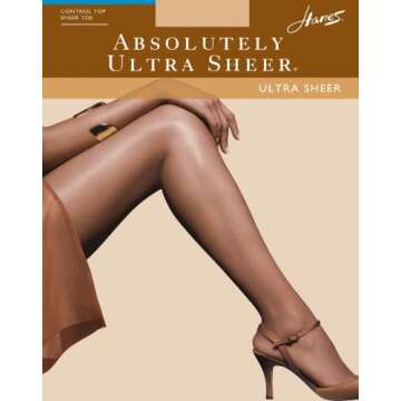 Hanes Women`s Set of 3 Absolutely Ultra Sheer Control Top Sheer Toe Pantyhose B, Barely There