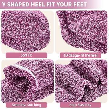 coclothy Thick Warm Wool Crew Socks - Soft Vintage Knit Socks for Women and Men