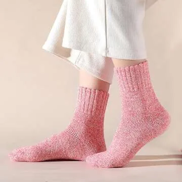 coclothy Thick Warm Wool Crew Socks - Soft Vintage Knit Socks for Women and Men