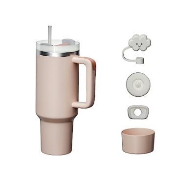 KISSKIND 40 oz Insulated Tumbler with Handle and Straw