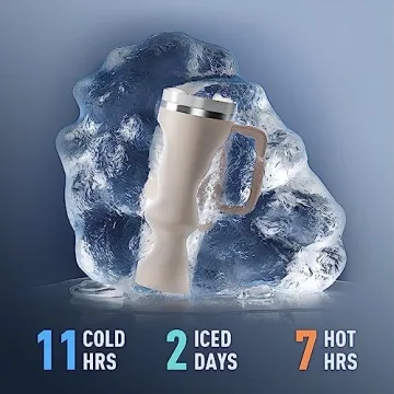 KISSKIND 40 oz Insulated Tumbler with Handle and Straw