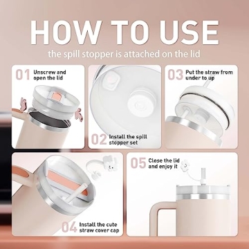 KISSKIND 40 oz Insulated Tumbler with Handle and Straw