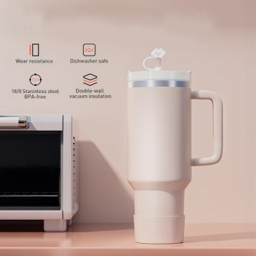 KISSKIND 40 oz Insulated Tumbler with Handle and Straw