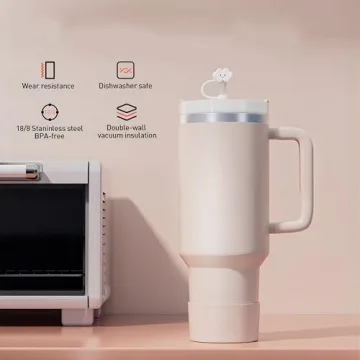 KISSKIND 40 oz Insulated Tumbler with Handle and Straw