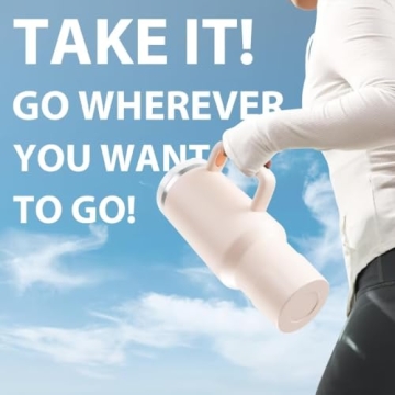 KISSKIND 40 oz Insulated Tumbler with Handle and Straw