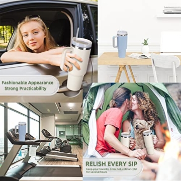 KISSKIND 40 oz Insulated Tumbler with Handle and Straw