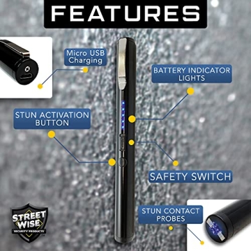 Streetwise Pain Pen Stun Gun for Self Defense - Rechargeable & Compact