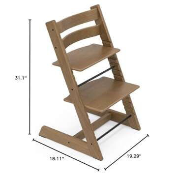 Stokke Tripp Trapp Chair, Oak Brown - Adjustable, Convertible Chair for Toddlers, Children & Adults - Comfortable & Ergonomic - Made with Oak Wood