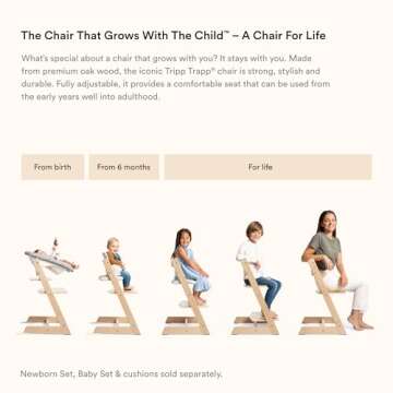 Stokke Tripp Trapp Chair, Oak Brown - Adjustable, Convertible Chair for Toddlers, Children & Adults - Comfortable & Ergonomic - Made with Oak Wood