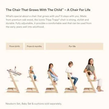 Stokke Tripp Trapp Chair, Oak Brown - Adjustable, Convertible Chair for Toddlers, Children & Adults - Comfortable & Ergonomic - Made with Oak Wood