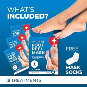 Live Wild Beauty PatchRx Foot Peel Mask, Foot Mask that Moisturizes Dry Cracked Feet, Foot Peel for Soft Foot Exfoliator for Calluses, Foot Mask Peeling Foot Softener, Feet Peeling Mask (3 Pairs)