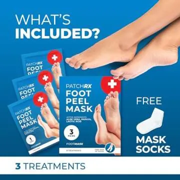 Live Wild Beauty PatchRx Foot Peel Mask, Foot Mask that Moisturizes Dry Cracked Feet, Foot Peel for Soft Foot Exfoliator for Calluses, Foot Mask Peeling Foot Softener, Feet Peeling Mask (3 Pairs)